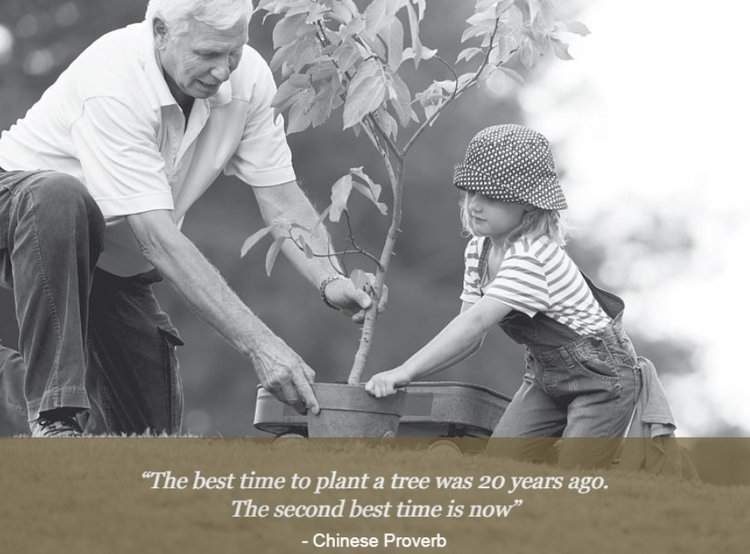 man and child plant tree